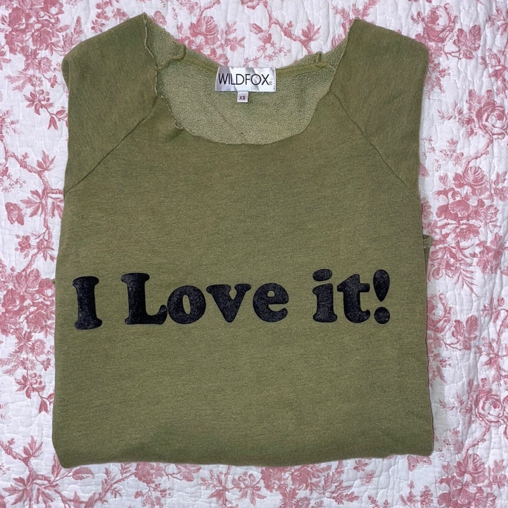 WILDFOX I love it green sweatshirt XS